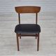 Ensemble de 5 chaises de salle à manger danoises, retapissées, bois de teck, années 1960.