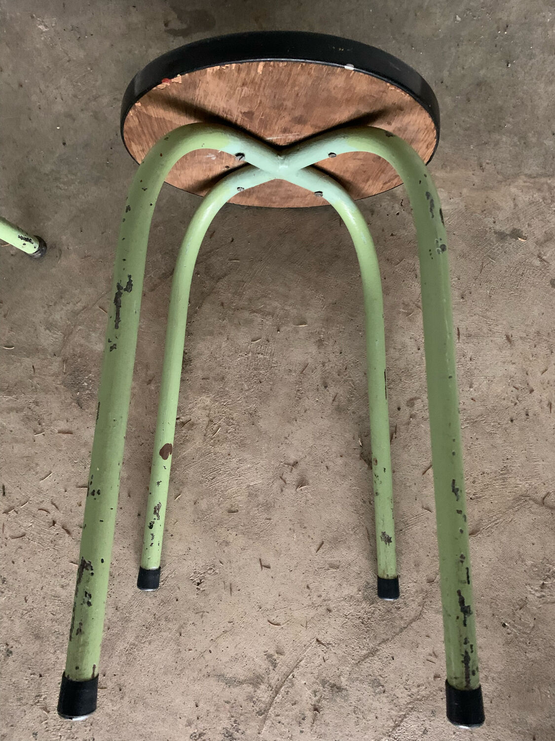 Pair of green Formica stools