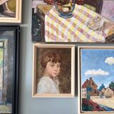 Portrait à l'huile sur carton