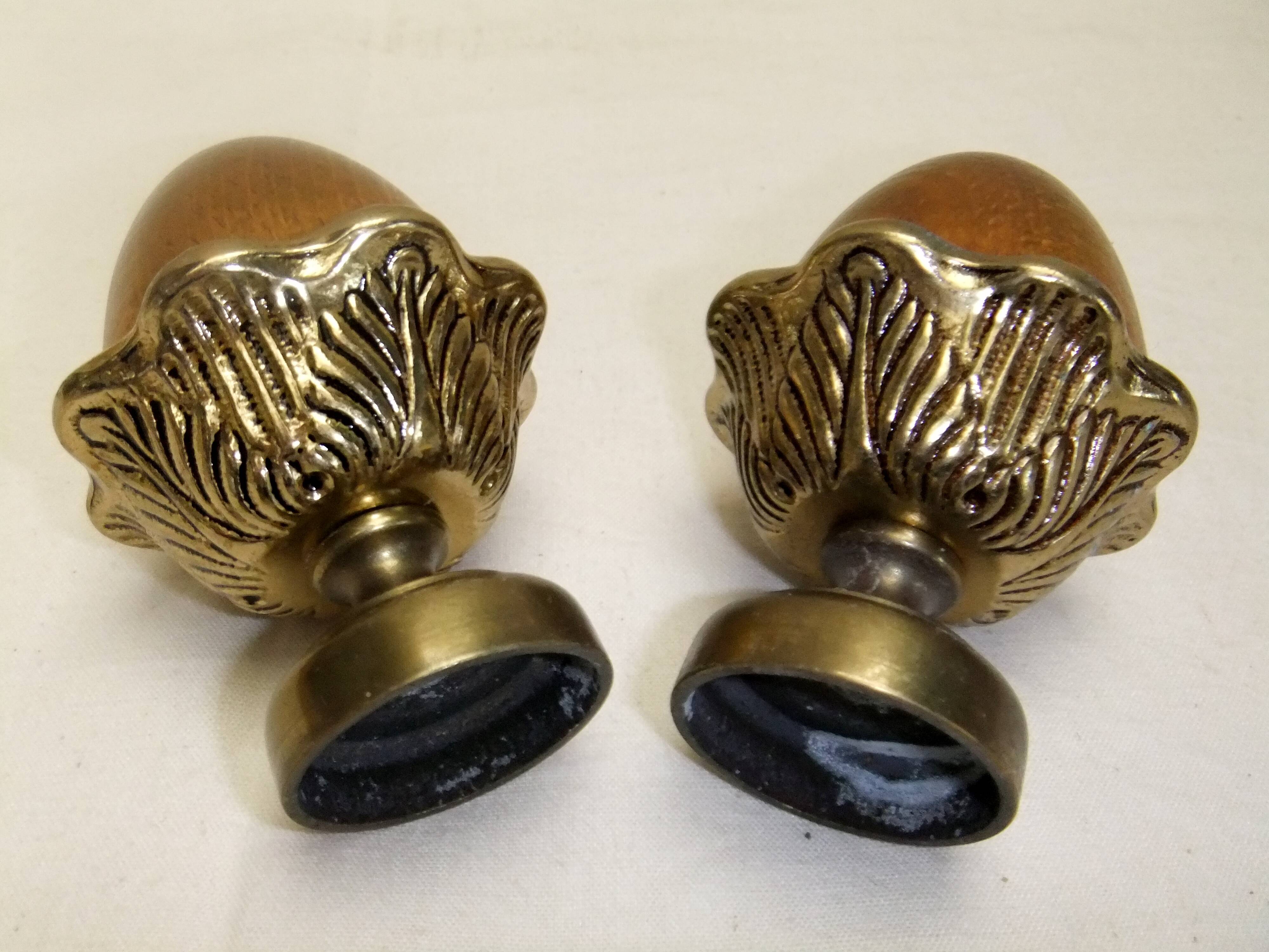 Pine cone bronze wood ornament staircase ball end curtain rod