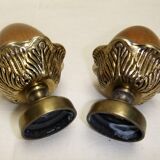 Pine cone bronze wood ornament staircase ball end curtain rod