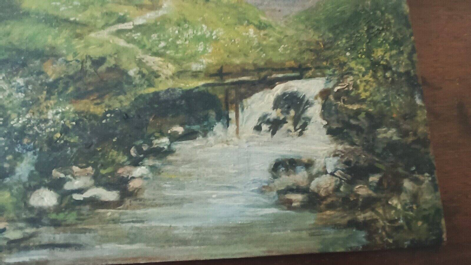 Late 19th century painting on panel, countryside landscape