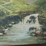 Peinture sur panneau, paysage de campagne, fin du XIXe siècle