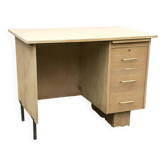 Bureau 3 tiroirs 1 tablette année 60 vintage bois brut