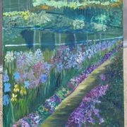 Impressionist oil on canvas – "The Garden of Irises"