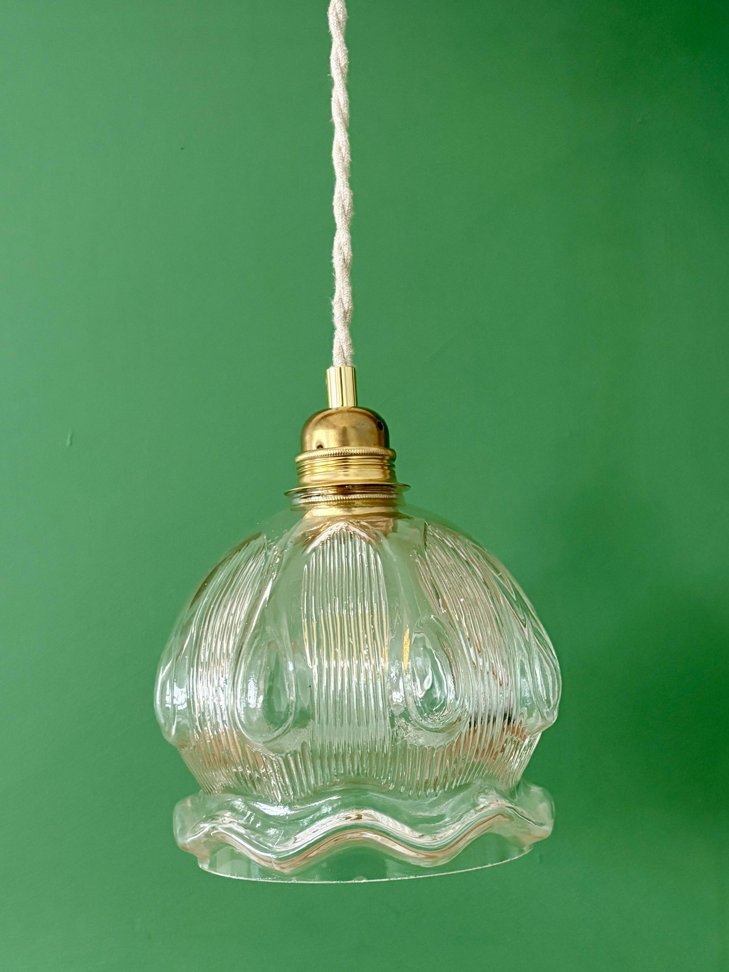 Vintage transparent glass suspension globe