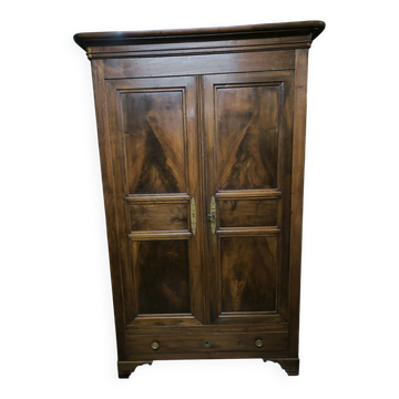 Louis Philippe period 12-panel solid walnut wardrobe