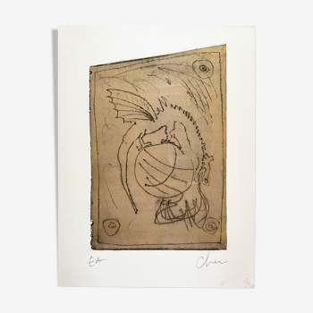 Dragon d'or, lithographie par Chenu dit Lechnu