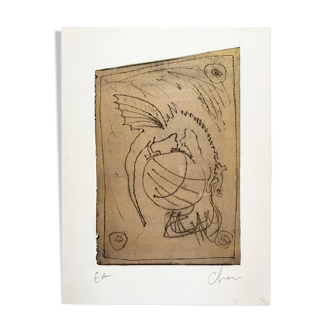 Dragon d'or, lithographie par Chenu dit Lechnu