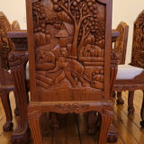 6 carved solid teak chairs