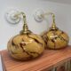 Pair of Art Deco wall sconces in marbled opaline
