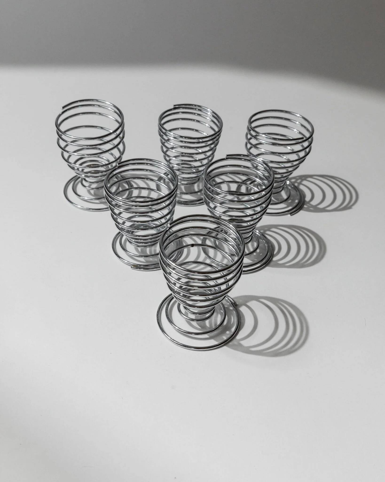 Lot de 6 coquetiers vintage - spirale en métal chromé, design Space Age intemporel, Italie années 1970 - idée cadeau, décoration de table rétro et élégante