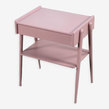 Table de chevet scandinave en teck rose pastel de AB Carlström & Co Möbelfabrik