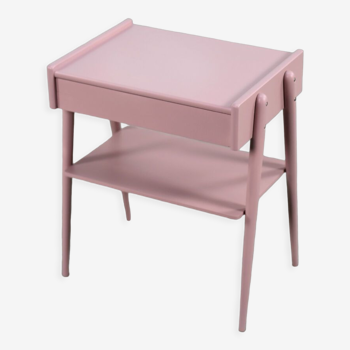 Scandinavian modern pastel powder pink teak nightstand from ab carlström & co möbelfabrik