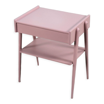 Scandinavian modern pastel powder pink teak nightstand from ab carlström & co möbelfabrik