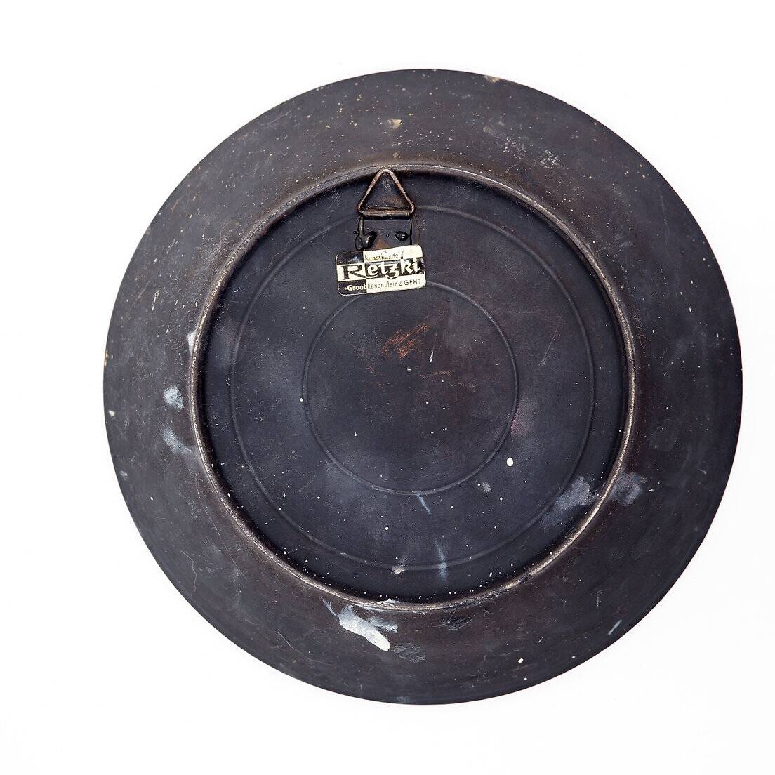 Round ceramic wall mirror, Belgium, 1970