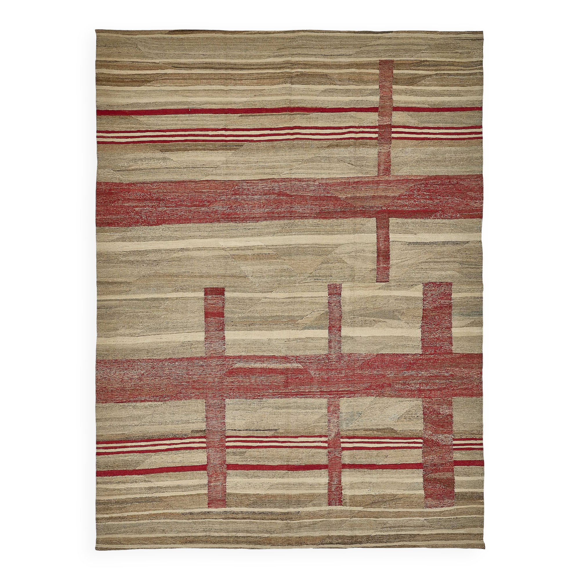 Kilim décoratif tribal contemporain 254 cm x 340 cm