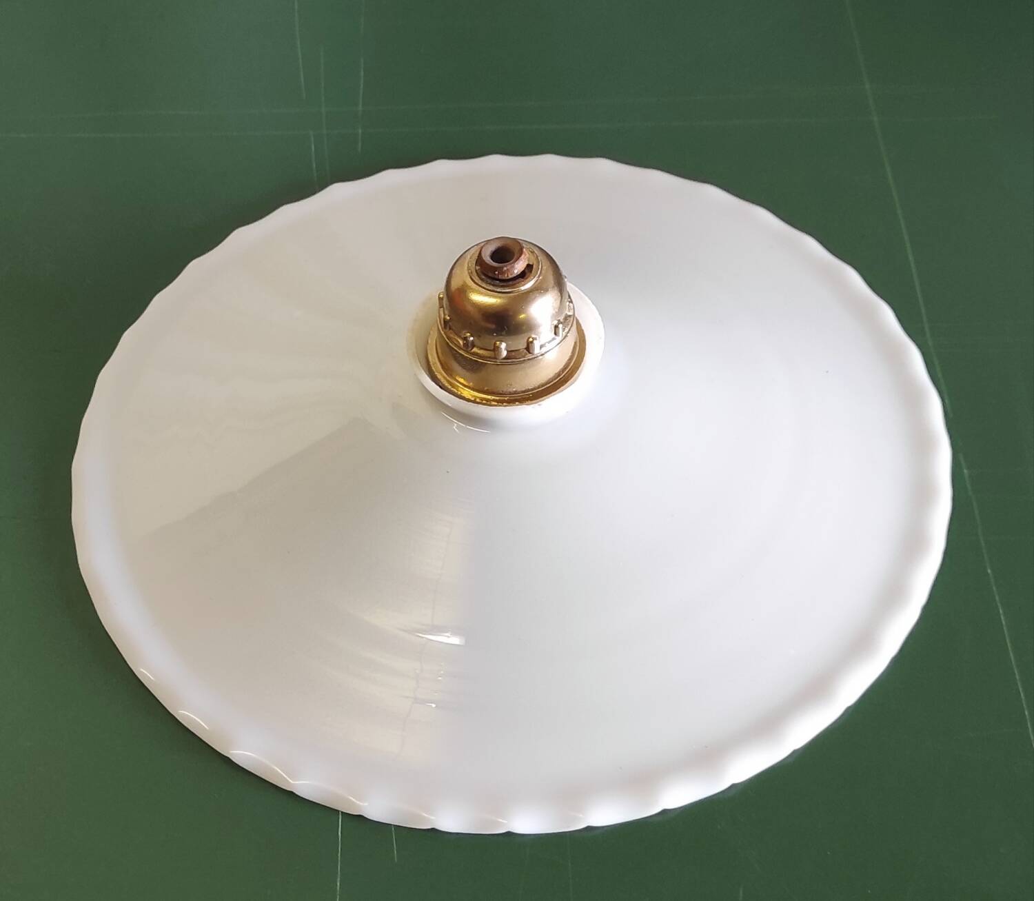 White opaline lampshade with wavy edges - mid. 20th century
