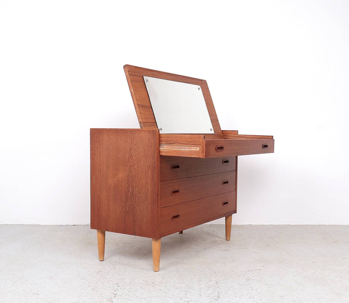 Danish design teak chest of drawers with dressing table, 1960s