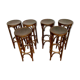 Series of 6 bar stools in curved wood