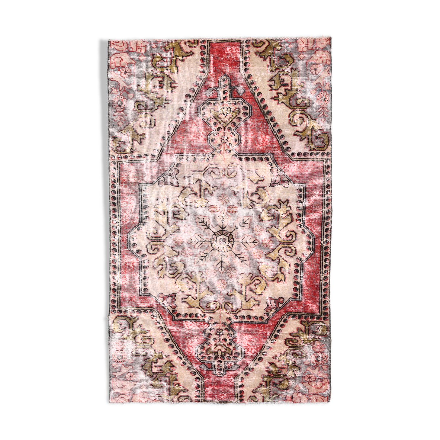 4x6 red turkish vintage rug, 4x6 handmade vintage rug