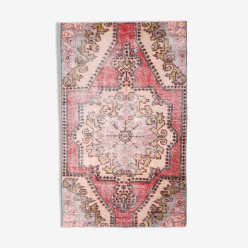 4x6 red turkish vintage rug, 4x6 handmade vintage rug