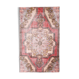 4x6 red turkish vintage rug, 4x6 handmade vintage rug