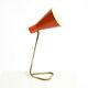 Beautiful, Large Mid-Century Modern Brass Table Lamp with a Brick-Red Shade
