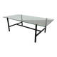 50s coffee table, glass and black metal