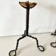 Pair of Arts & Crafts vintage antique candlesticks in wrought iron & copper