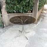 Smoked glass and chrome round table 1970