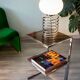 1970 chrome and smoked glass side table