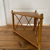 Rattan corner shelf, circa 1960