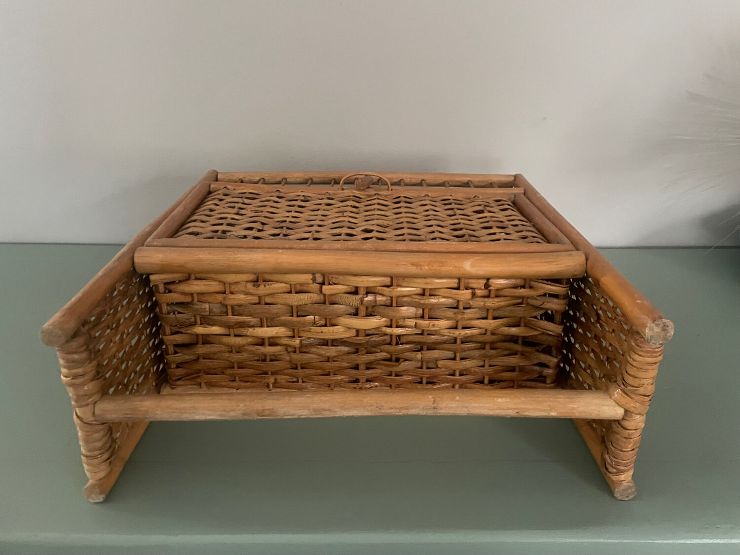 Vintage rattan wall shelf