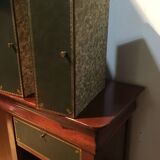 Notary's cardboard box in mahogany-colored cherry wood "Félix Monge"