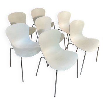Set of 7 chairs, model nap ks50 by kaspar salto, edition fritz hansen.