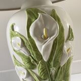 Italian ceramic lamp with arum flowers
