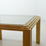 Solid Brass Square Coffee Table after Peter Ghyczy with Smokey Glass Top 70