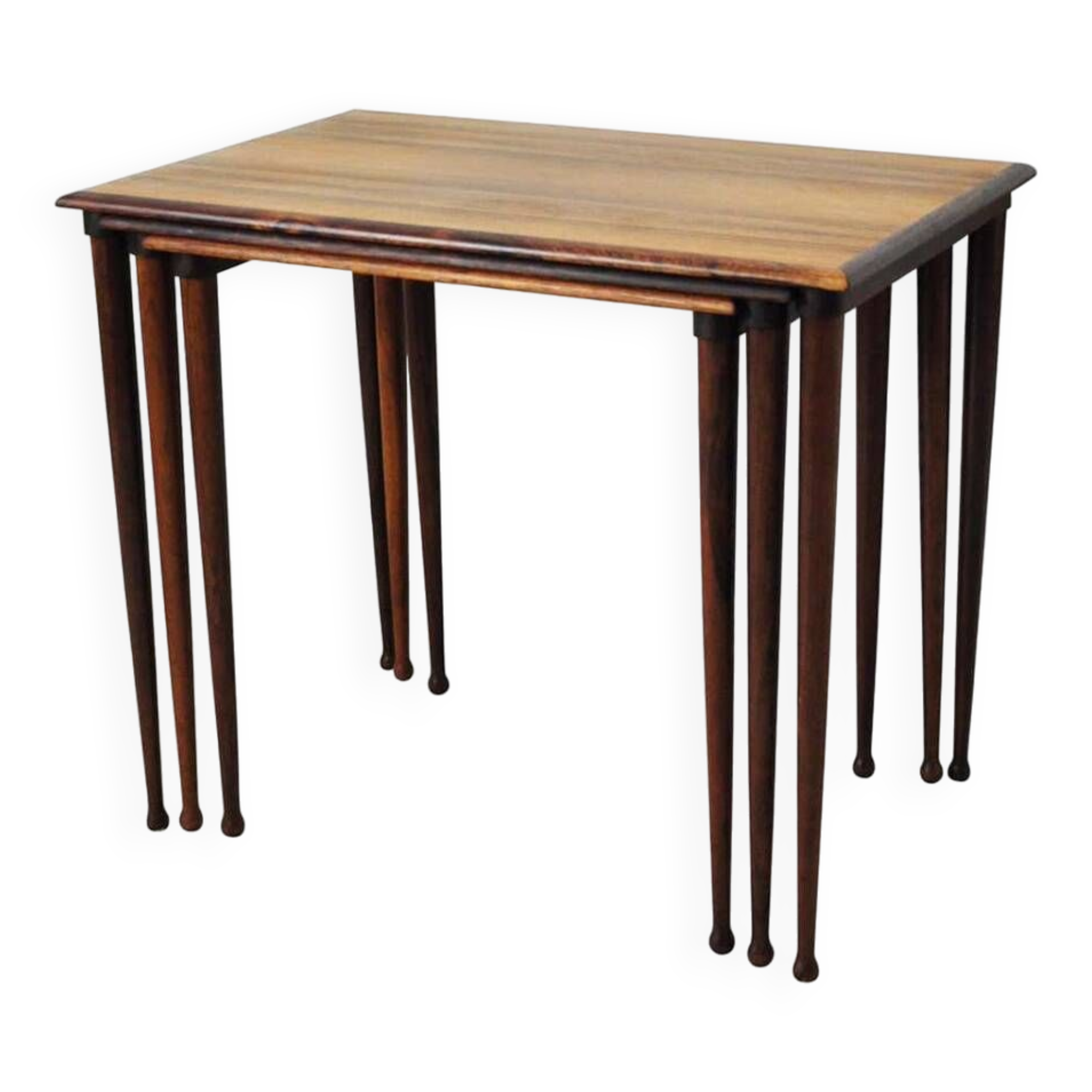 Scandinavian Modern Rosewood Nesting Tables with Drumstick Legs