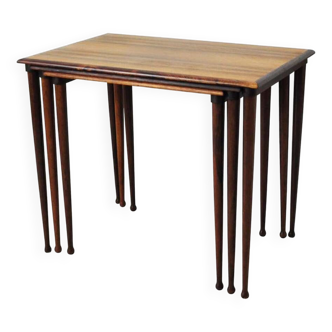 Scandinavian Modern Rosewood Nesting Tables with Drumstick Legs