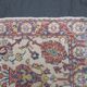 Old small wool carpet / oriental decoration sand blue / red 130x63cm