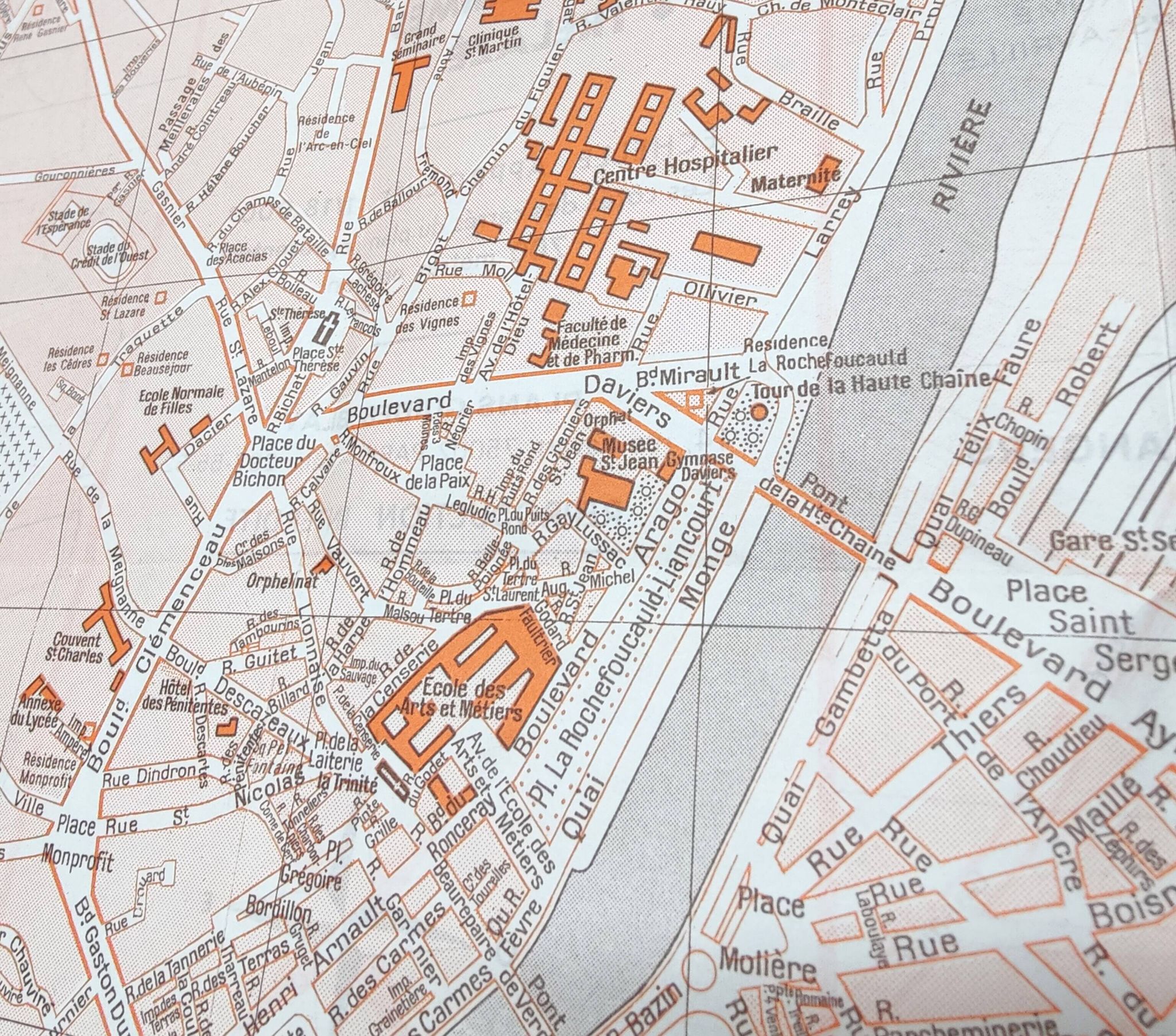 Angers vintage map 74x54cm