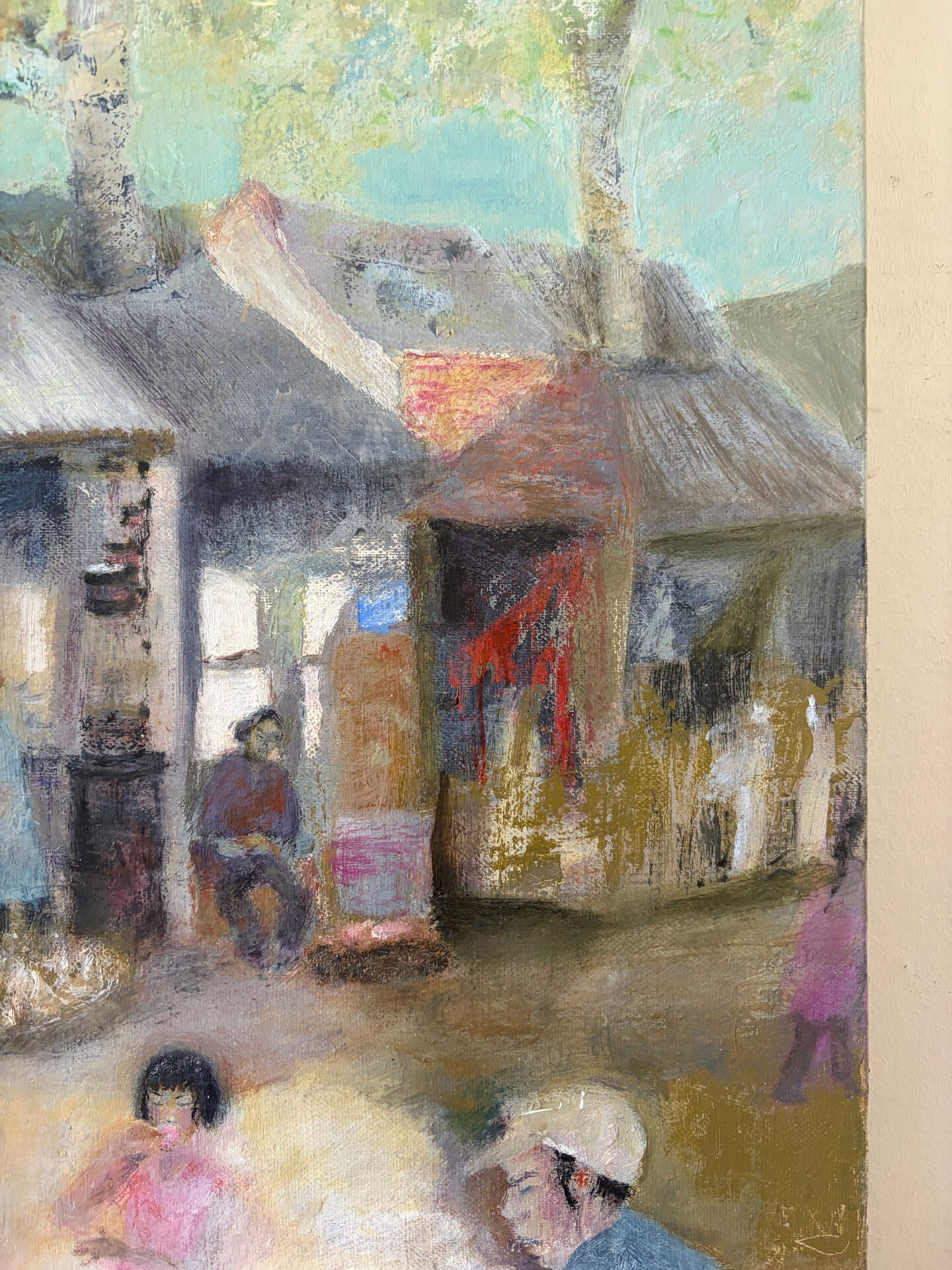 Scène de rue chinoise, huile sur toile signée