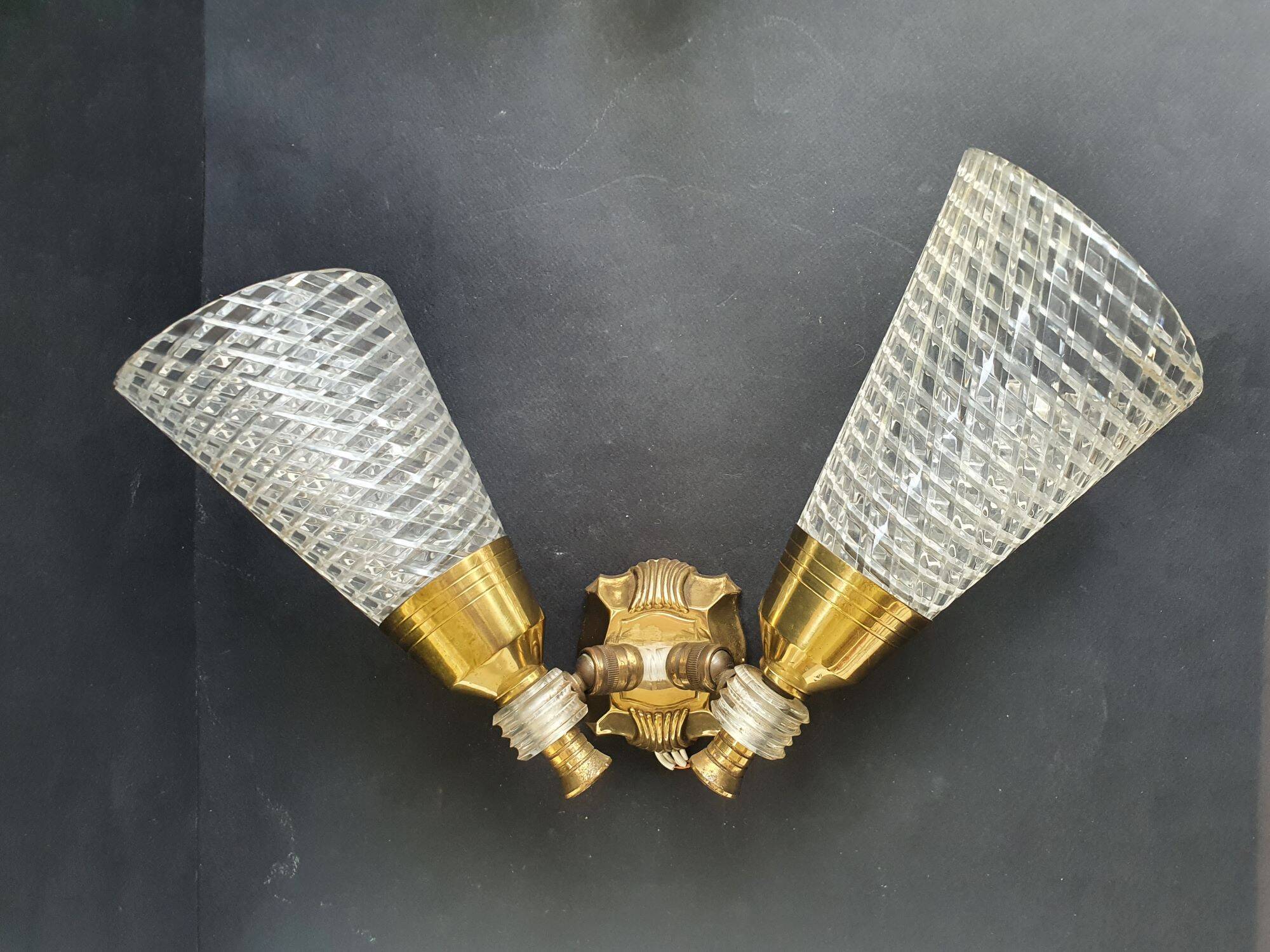 Pair of double light wall sconces from the 1960s.