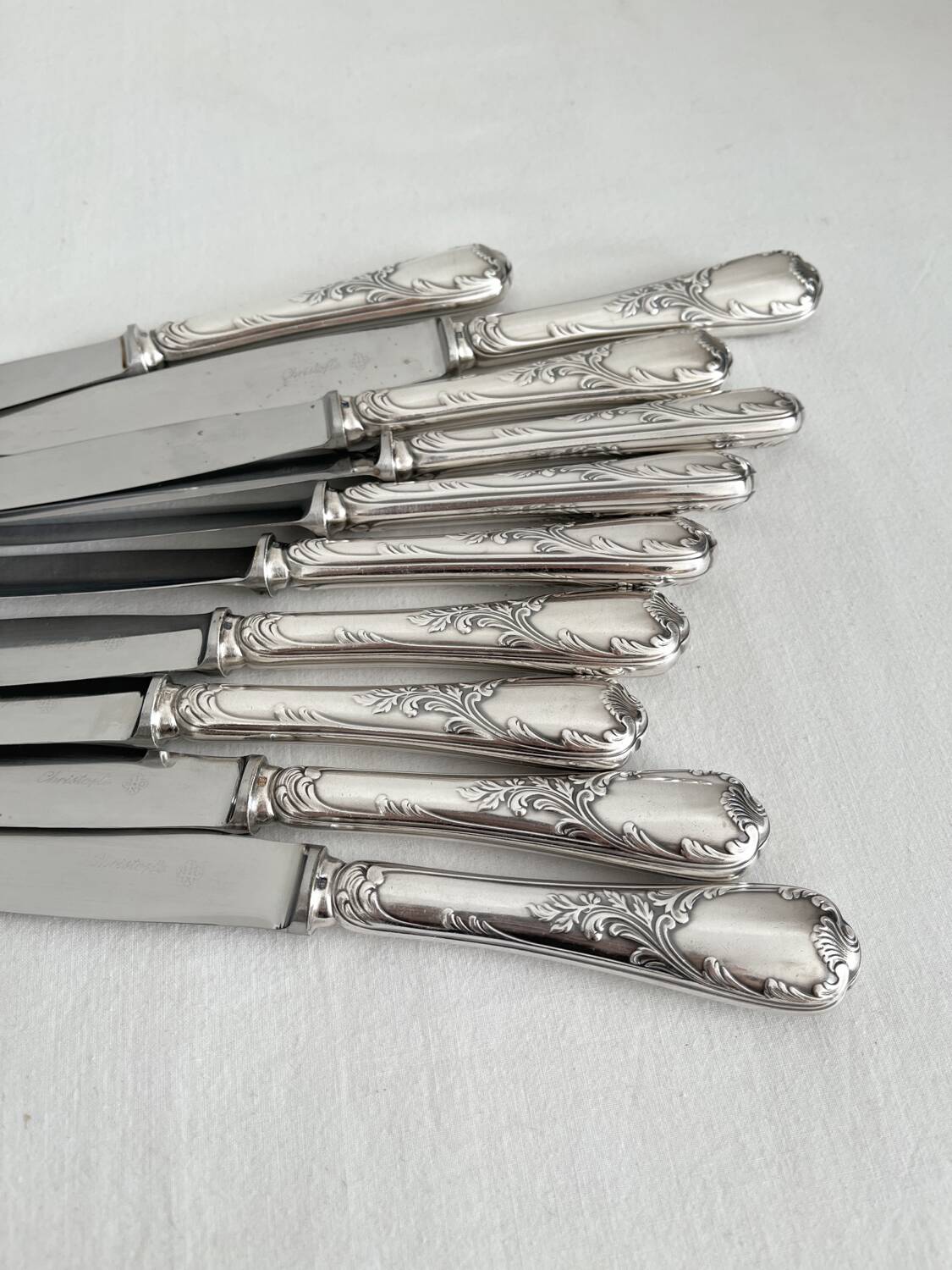 10 Christofle silver-plated “Marly” model table knives