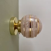 Vintage art deco globe wall or ceiling light in pink and gold Clichy glass