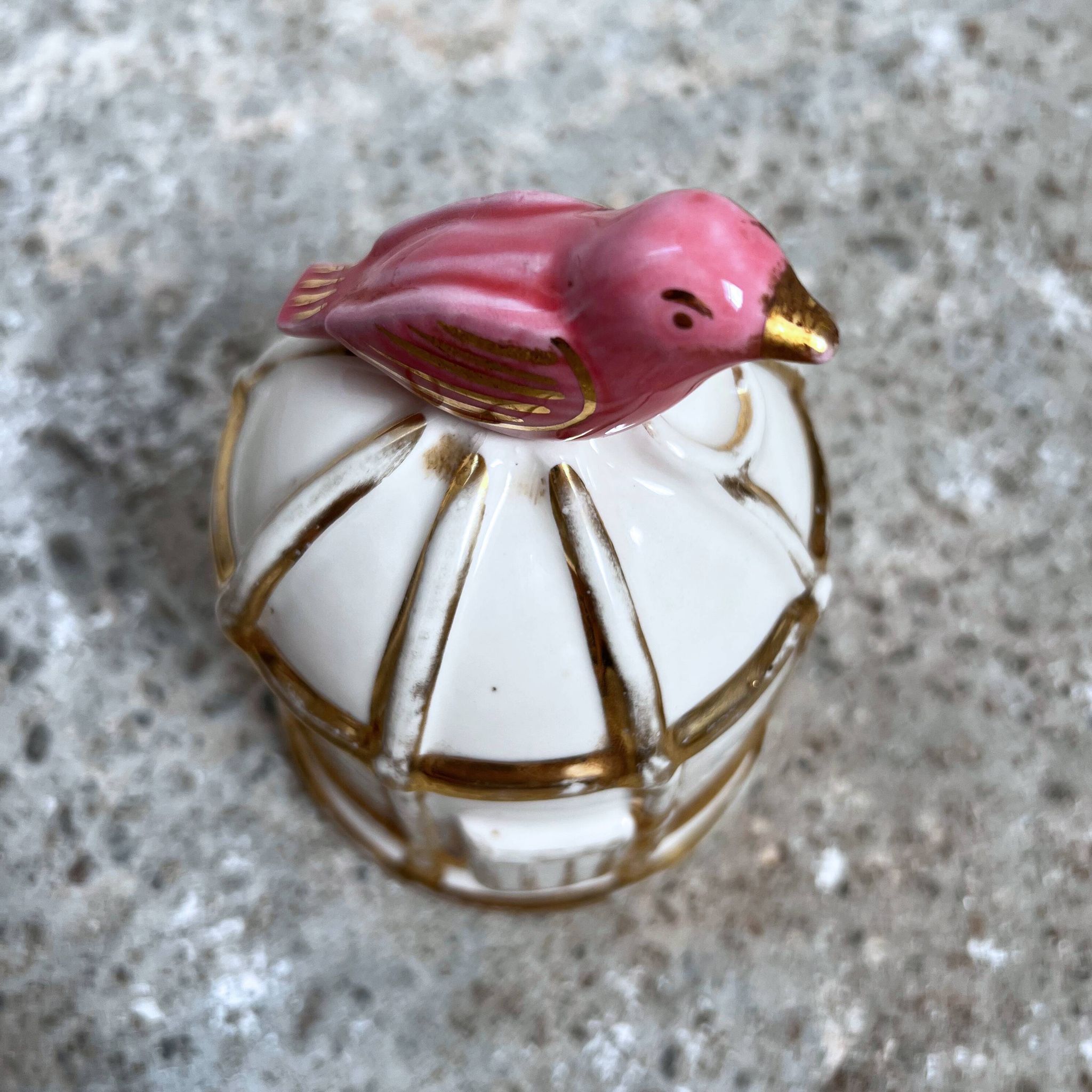 Bonbonnière cage oiseau céramique