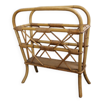 Porte revues rotin, taille XL, années 1960-70
