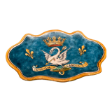 Cup decorated with swan crown fleur-de-lys earthenware by Blois Bruneau Balon