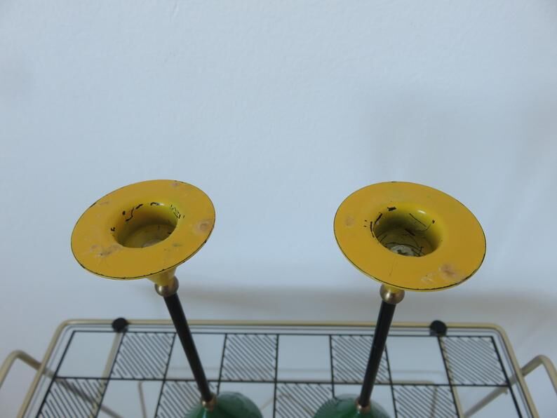 Pair of 80s Memphis era candlesticks